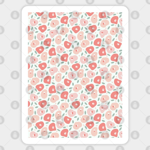 Abstract Floral Pattern Pink, Peach and Light Green Sticker by Just a Cute World